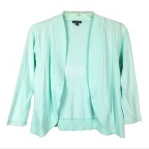 Lilla P Womens Open Front Cardigan Sweater Size Small Lightweight Cotton Green